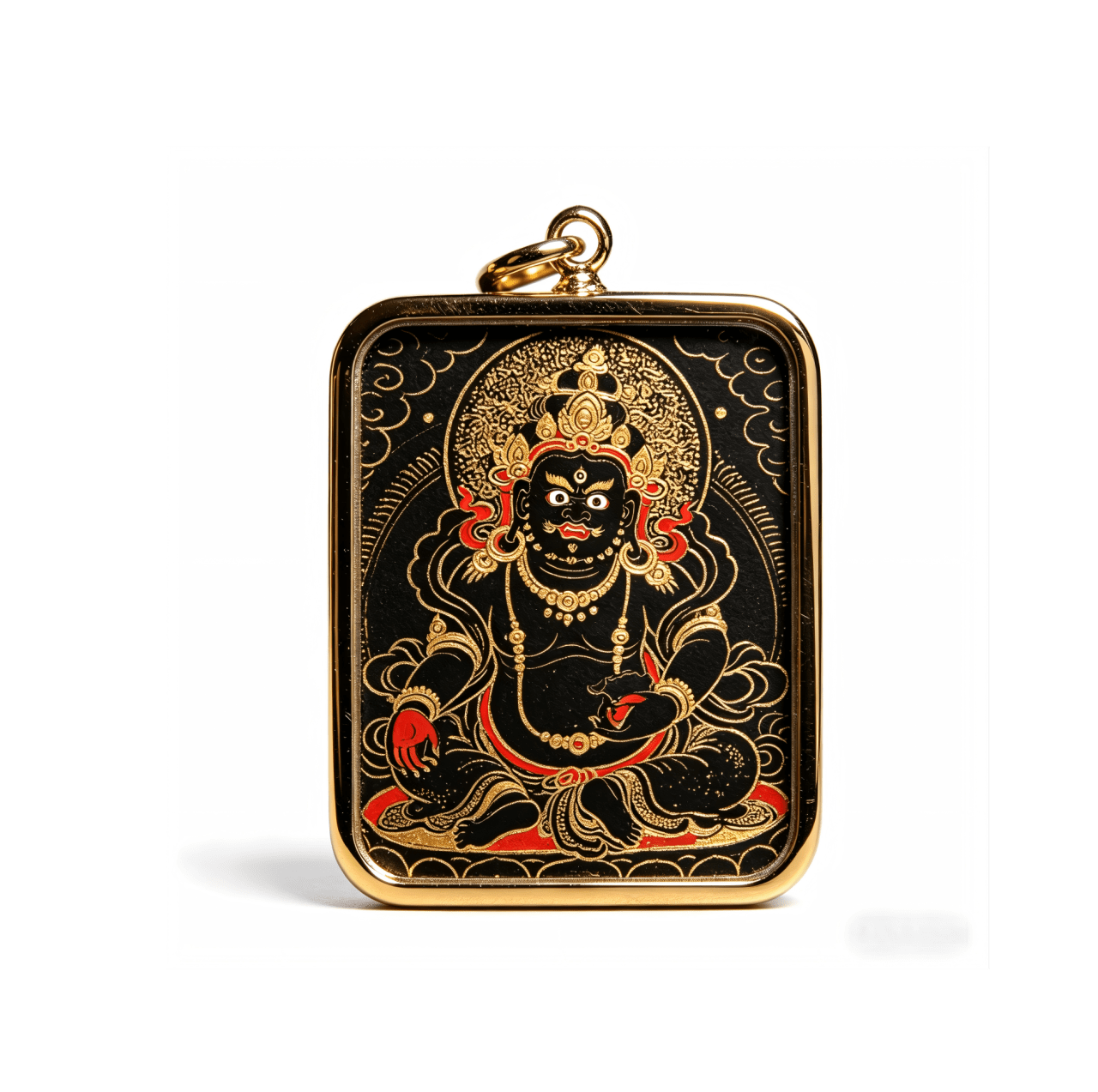 Yellow Jambhala Wealth Thangka Pendant | Ultimate Prosperity & Protection Spiritual Amulet |