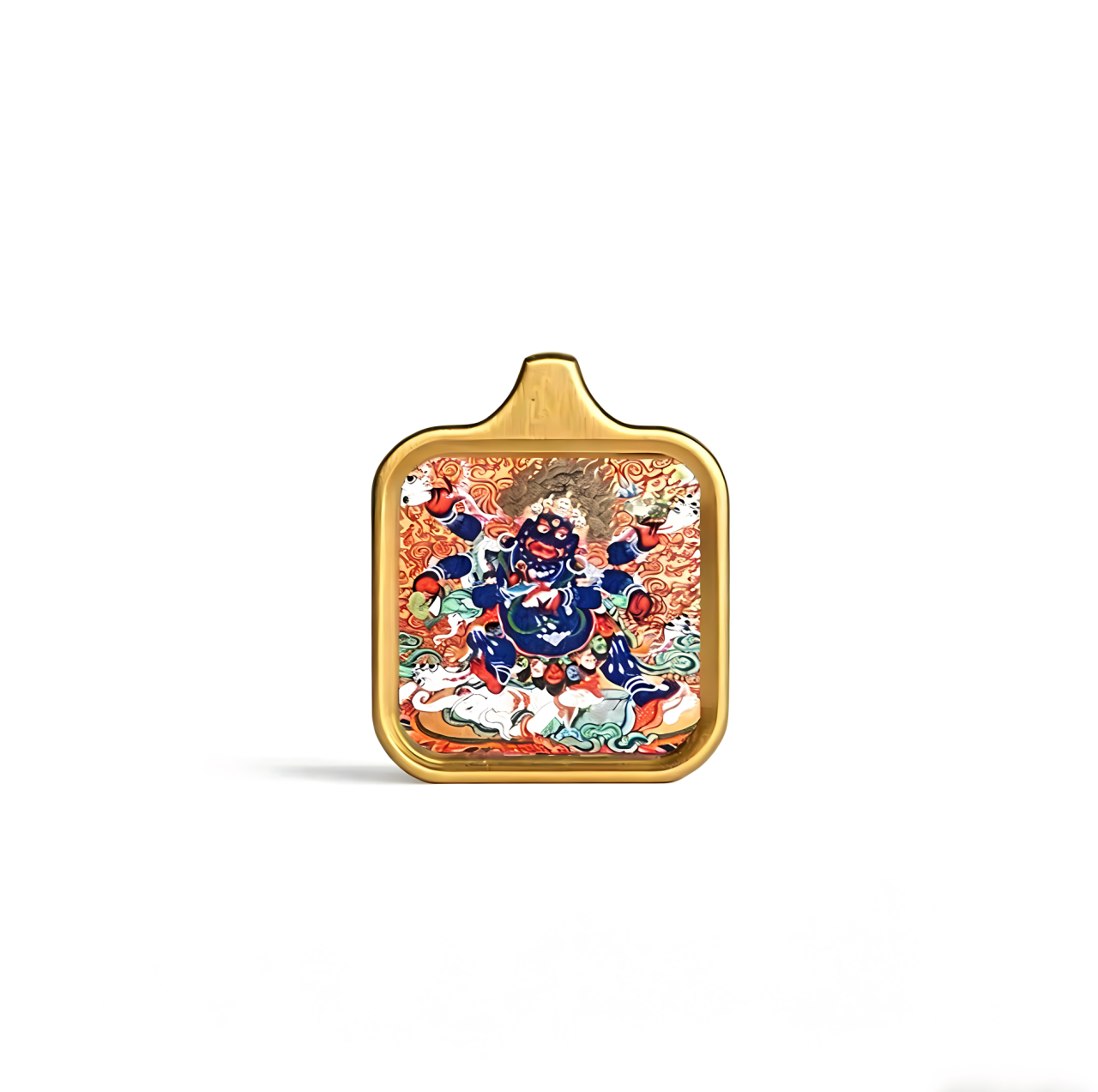 FORTUNECHOICE Six-Armed Mahakala  – Mini Tibetan Thangka Pendant for Wealth & Protection