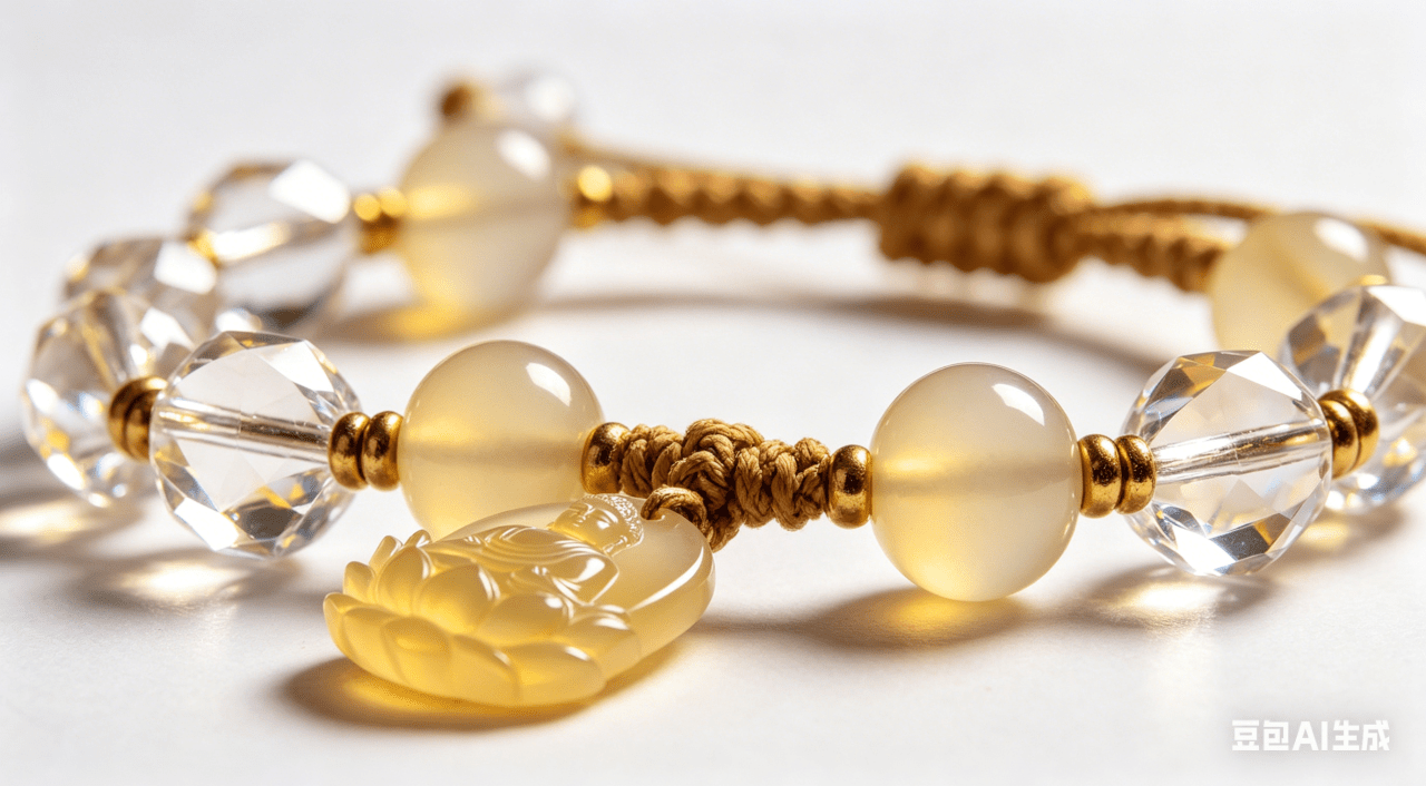 Golden Lotus Clear Quartz Calming Abundance Spiritual Bracelet Talisman | FORTUNECHOICE