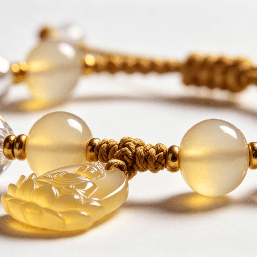 Golden Lotus Clear Quartz Calming Abundance Spiritual Bracelet Talisman | FORTUNECHOICE